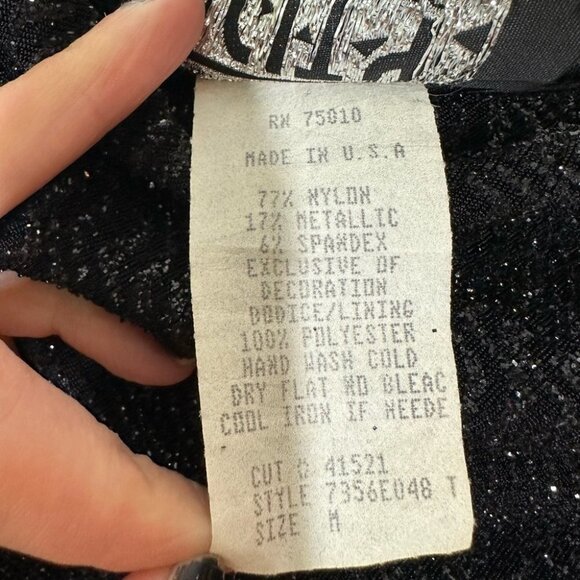 VINTAGE City Triangles Black Sparkle Slip Dress Size Medium - Picture 7 of 8